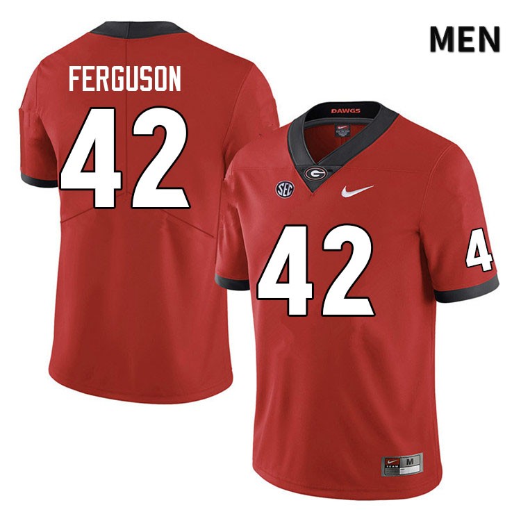 Georgia Bulldogs Men's Tauheed Ferguson #42 Red Anniversary Stitched College UGA Football Jersey 23AT018XU